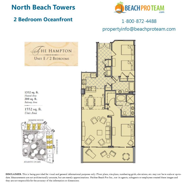 North Beach Towers Floor Plan - The Hampton 2 bedroom Oceanfront